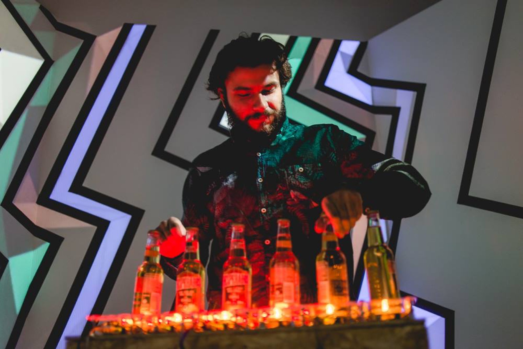 Participant controls bottles and projections in MoodSynth